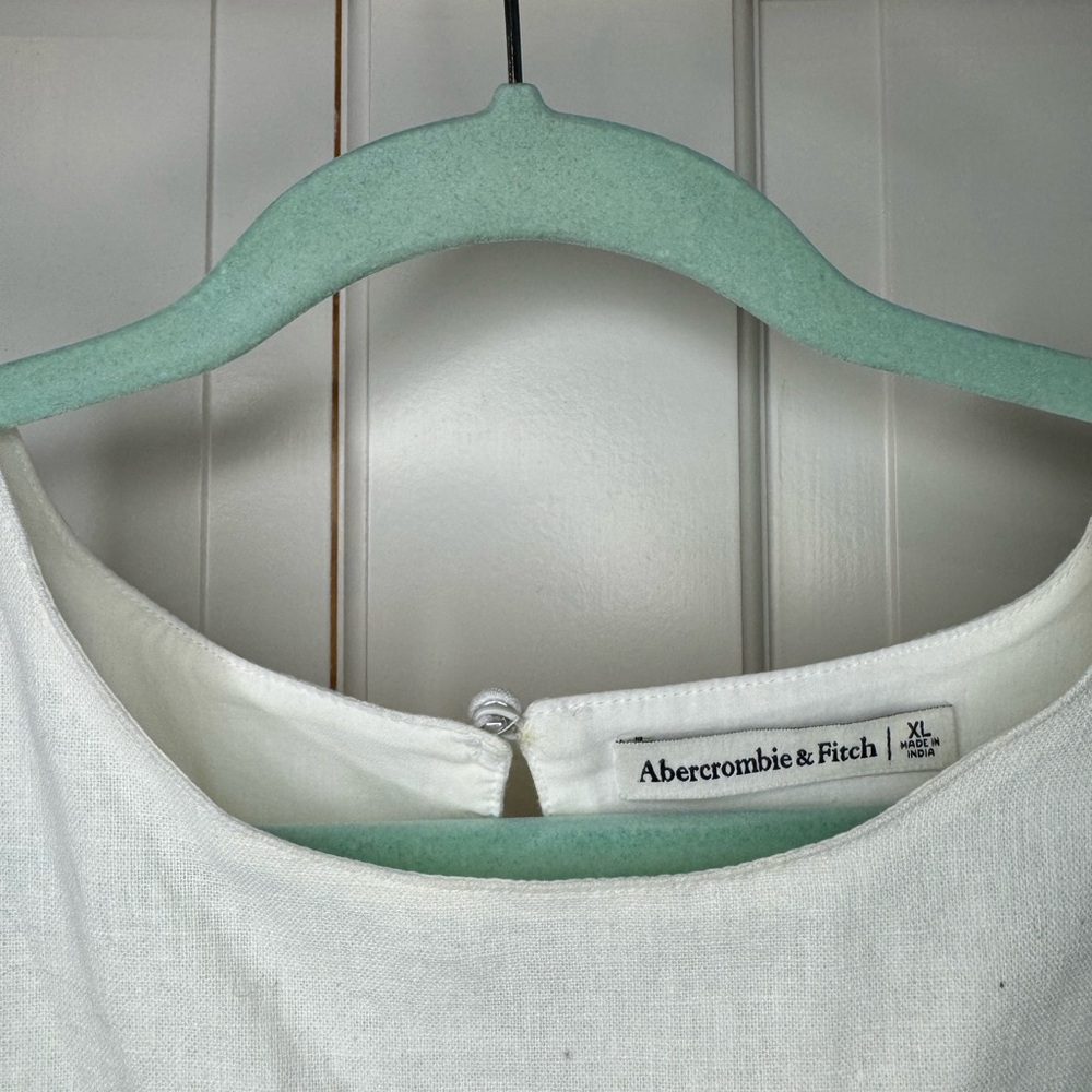 Abercrombie & Fitch Linen Sleeveless Shift Dress Women’s XL White Mini - Picture 4 of 6